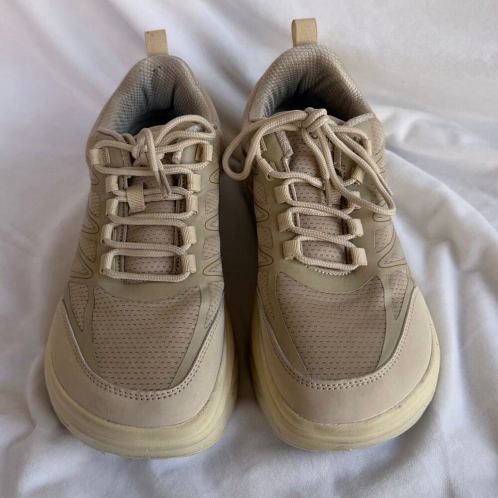 Orthocomfoot Womens Size 10 Beige Lace Up Wide Toe Box Comfort Shoes